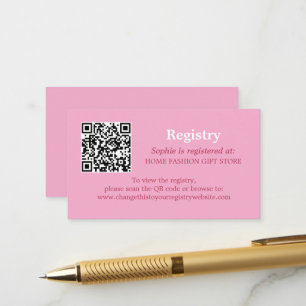Brautparty Registry QR Code Rosa Magenta Begleitkarte