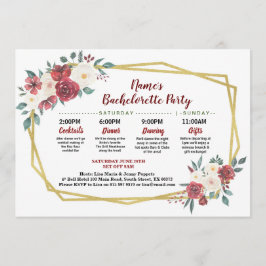 Brautparty-ReisegoldMIT BLUMENROTES u. Sahne Einladung