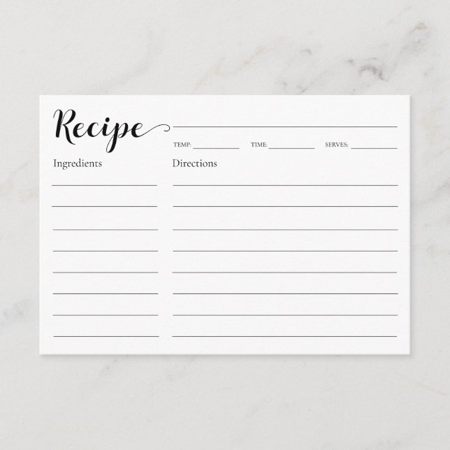 Brautparty Rezept Begleitkarte (Vorderseite)