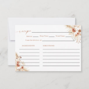 Brautparty Rezept Card, Boho Floral Bouquet Einladung