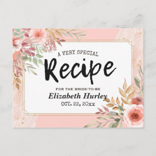 Brautparty Rezept Moderne Elegante Rosa Blume Einladungspostkarte