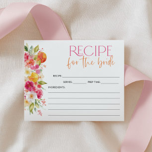 Brautparty-Rezeptkarte mit Zitrus-Blumen-Motiv