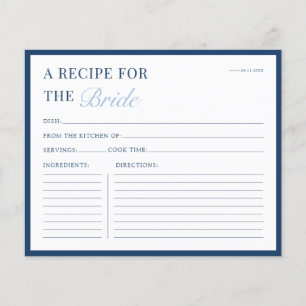 Brautparty-Rezeptkarte Modern Navy Blau Minimalist