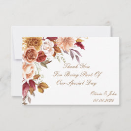 BRAUTPARTY ROMANTISCHE HERBSTFARBEN DANKESKARTE