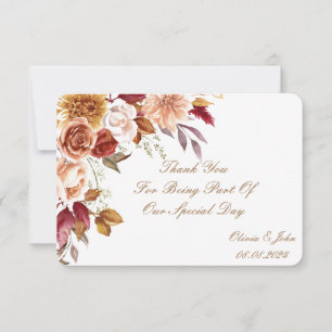 BRAUTPARTY ROMANTISCHE HERBSTFARBEN DANKESKARTE