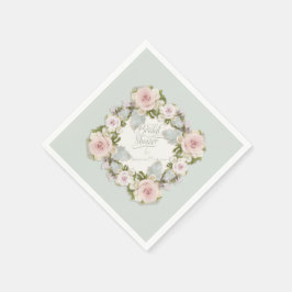 Brautparty Romantische Kleider Rose Blumenblüten Serviette