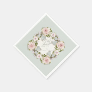 Brautparty Romantische Kleider Rose Blumenblüten Serviette