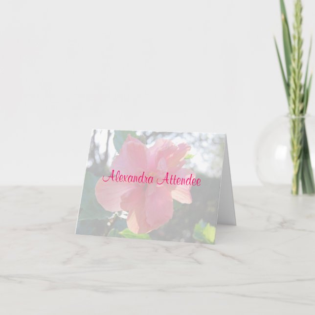 Brautparty Rosa Blume Platzierung Namensmarken Einladung (Vorderseite)