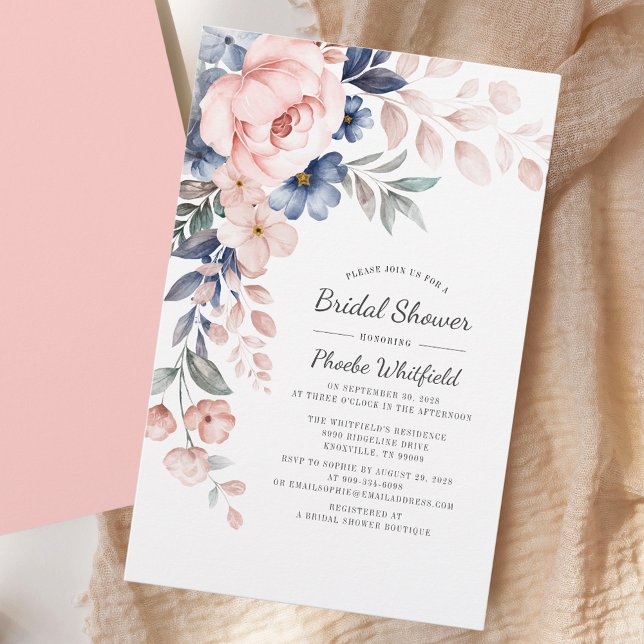 Brautparty Rosa Blumenladen Briefpapier (Pink Floral Script Bridal Shower Invitation Stationery)