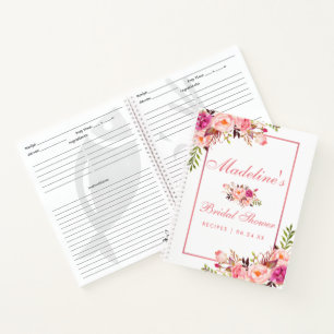 Brautparty Rosa Blütenrezeptur Notizbuch