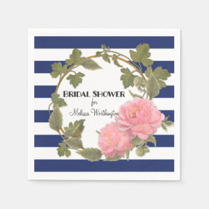 Brautparty Rosa Peony Blume Streifen Serviette