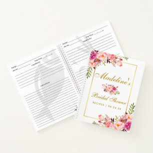 Brautparty Rosa Rosa Blütenblättrige Goldrezeptur Notizbuch