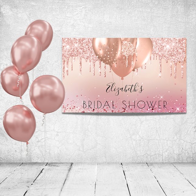 Brautparty Rosa Rosa Glitzer Mädchen Ballons Banner (Von Creator hochgeladen)