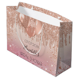 Brautparty Rosa Rosa Gold Glitzer Tropfen Ballons Große Geschenktüte
