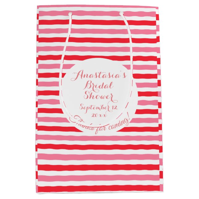 Brautparty Rosa Streifen Mittlere Geschenktüte (Vorderseite)