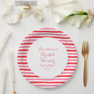 Brautparty Rosa Streifen Pappteller