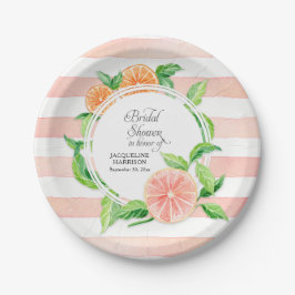 Brautparty Rosa Streifen Zitrus Orange Art Pappteller