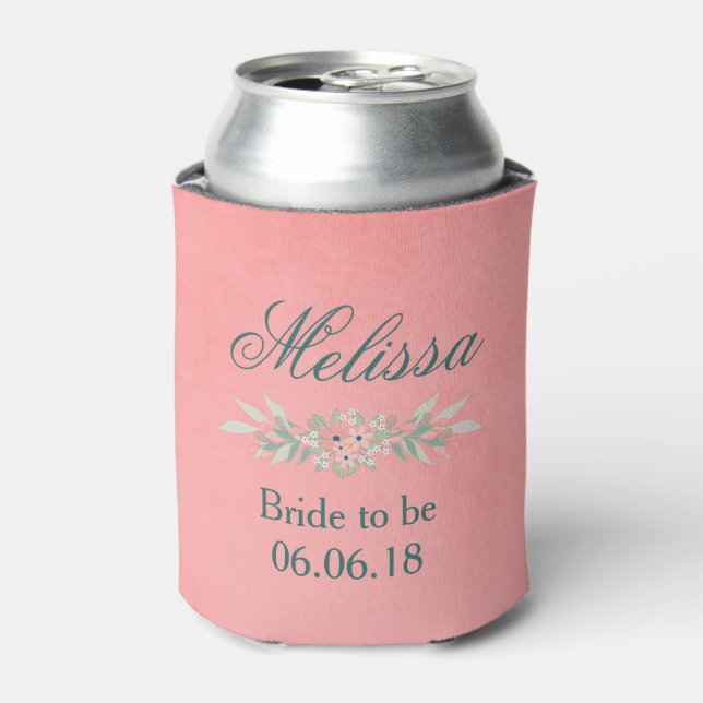 Brautparty Rosa und grüne Blüten Dosenkühler (Kanne Vorderseite)