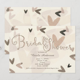 Brautparty Rosa und Taupe Herz Chic Einladungen