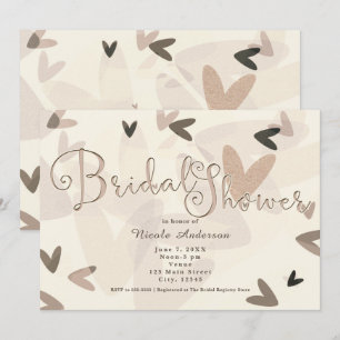 Brautparty Rosa und Taupe Herz Chic Einladungen