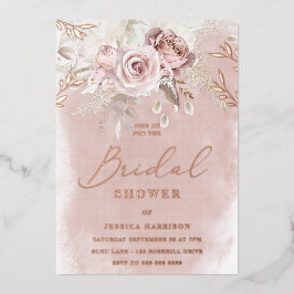 Brautparty-Rose für Wasserfarben und Blüten Folieneinladung