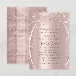 Brautparty Rose Gold Confetti Sweet 16. Einladung