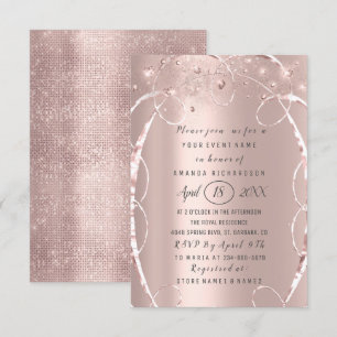 Brautparty Rose Gold Confetti Sweet 16. Einladung