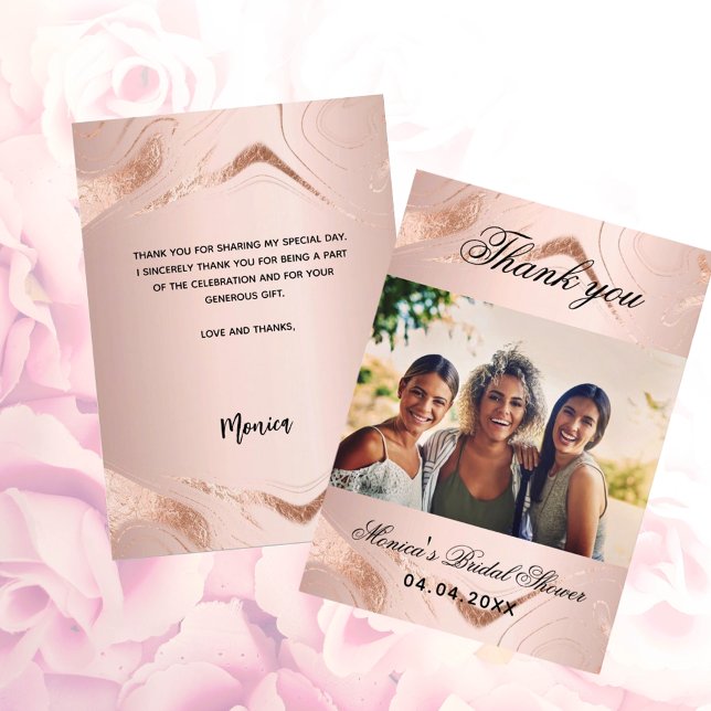 Brautparty Rose Gold Foto Vielen Dank Einladung (Von Creator hochgeladen)