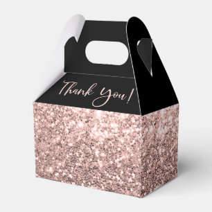 Brautparty Rose Gold Glitzer Danke, Black Geschenkschachtel