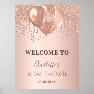 Brautparty Rose Gold Glitzer Empfang Poster