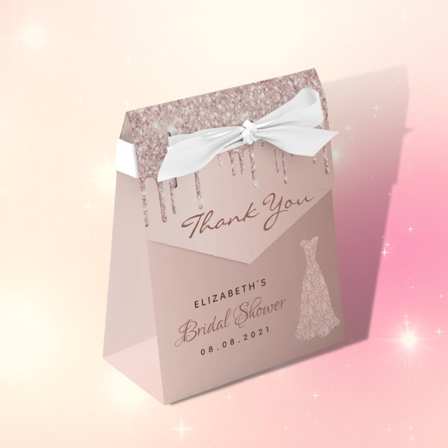 Brautparty Rose Gold Glitzer Kleid vielen Dank Geschenkschachtel (Von Creator hochgeladen)
