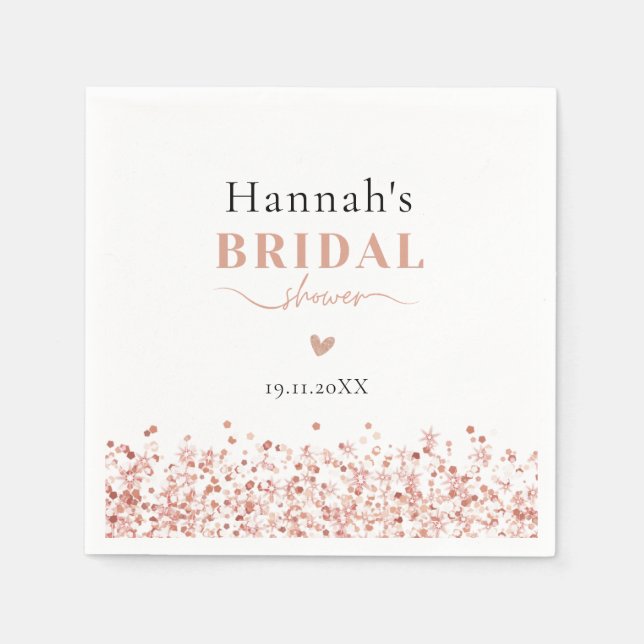 Brautparty Rose Gold Glitzer Serviette (Vorderseite)