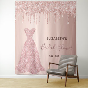 Brautparty Rose Gold Glitzer Tropfen Glattleder Wandteppich