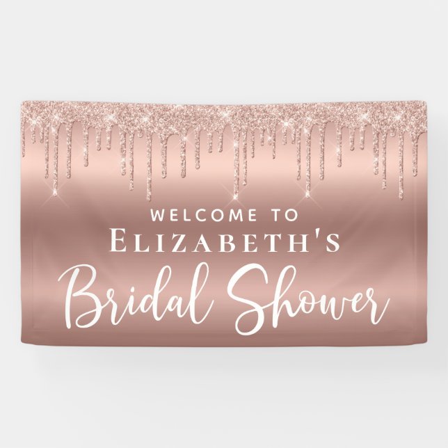 Brautparty Rose Gold Glitzer Willkommen Banner (Horizontal)