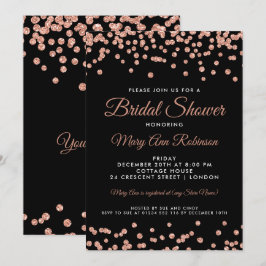 Brautparty Rose Gold Imitate Glitzer Confetti Blac Einladung