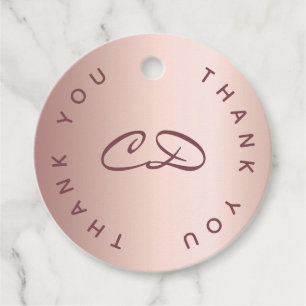 Brautparty Rose gold monogram erste danke Geschenkanhänger
