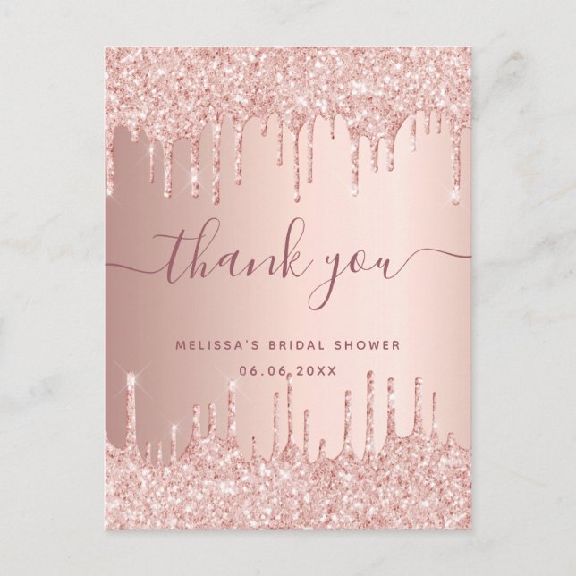 Brautparty Rose gold rot Rosa Vielen Dank Postkarte (Vorderseite)