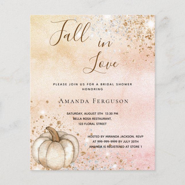 Brautparty Rose Gold rustikaler Kürbis fallen (Vorderseite)