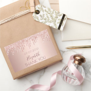 Brautparty Rose Gold Tropfen vielen Dank Rechteckiger Aufkleber