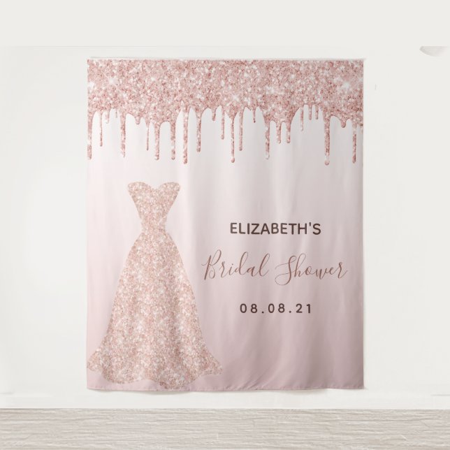 Brautparty Rose Gold Tropfen Wandteppich (Vorderseite)