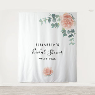 Brautparty Rose Goldblättriger Eukalyptus Weiß Wandteppich