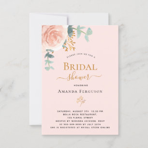 Brautparty Rose Goldblume Eukalyptus elegant Einladung