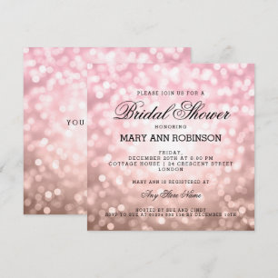 Brautparty Rose Rosa Glitzer Beleuchtung Einladung