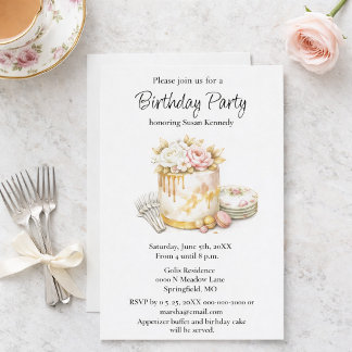 Brautparty-Rosé und Goldkuchen Einladung
