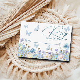 Brautparty-RSVP-Karte mit blauer Wildblumen RSVP Karte