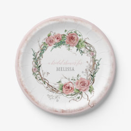 Brautparty Rustic Boho Wreath Rose Zweigstelle Lea Pappteller
