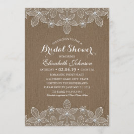 Brautparty Rustic Burlap Lace Elegant Vintag Einladung