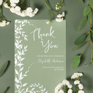 Brautparty "Sage Green Botanical Blätter" Dankeskarte