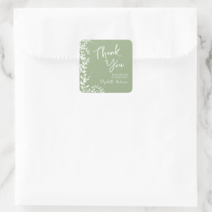 Brautparty "Sage Green Botanical Blätter" Quadratischer Aufkleber
