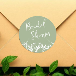Brautparty "Sage Green Botanical Blätter" Runder Aufkleber